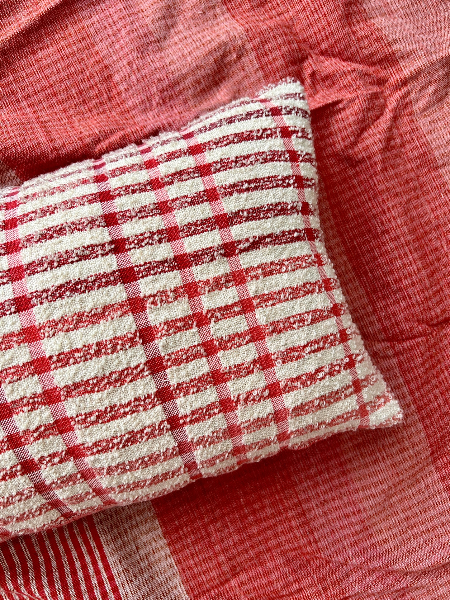 Pink Stripe Bouclé Cushion