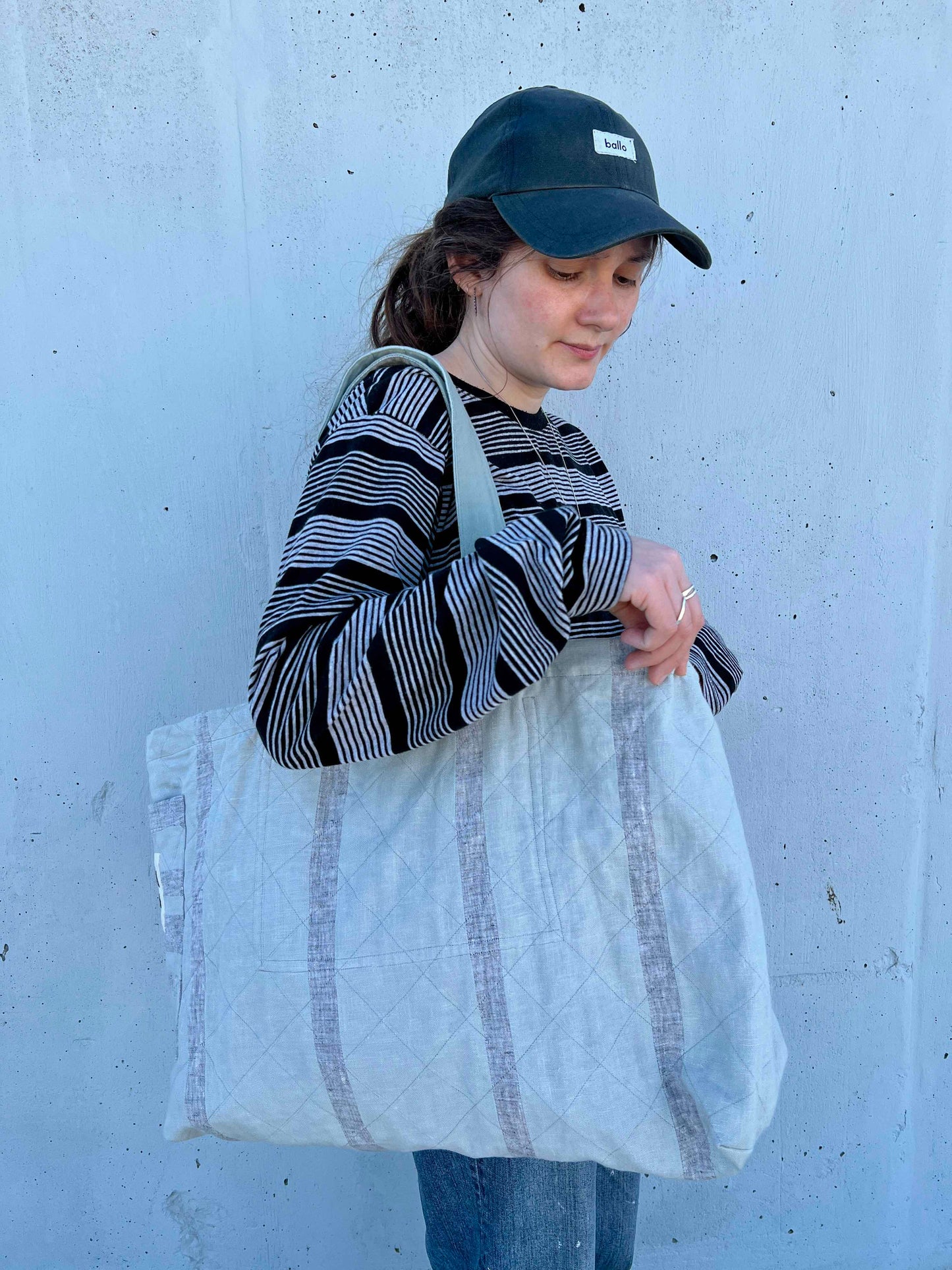 Mai Bag in Simple Grey Stripe